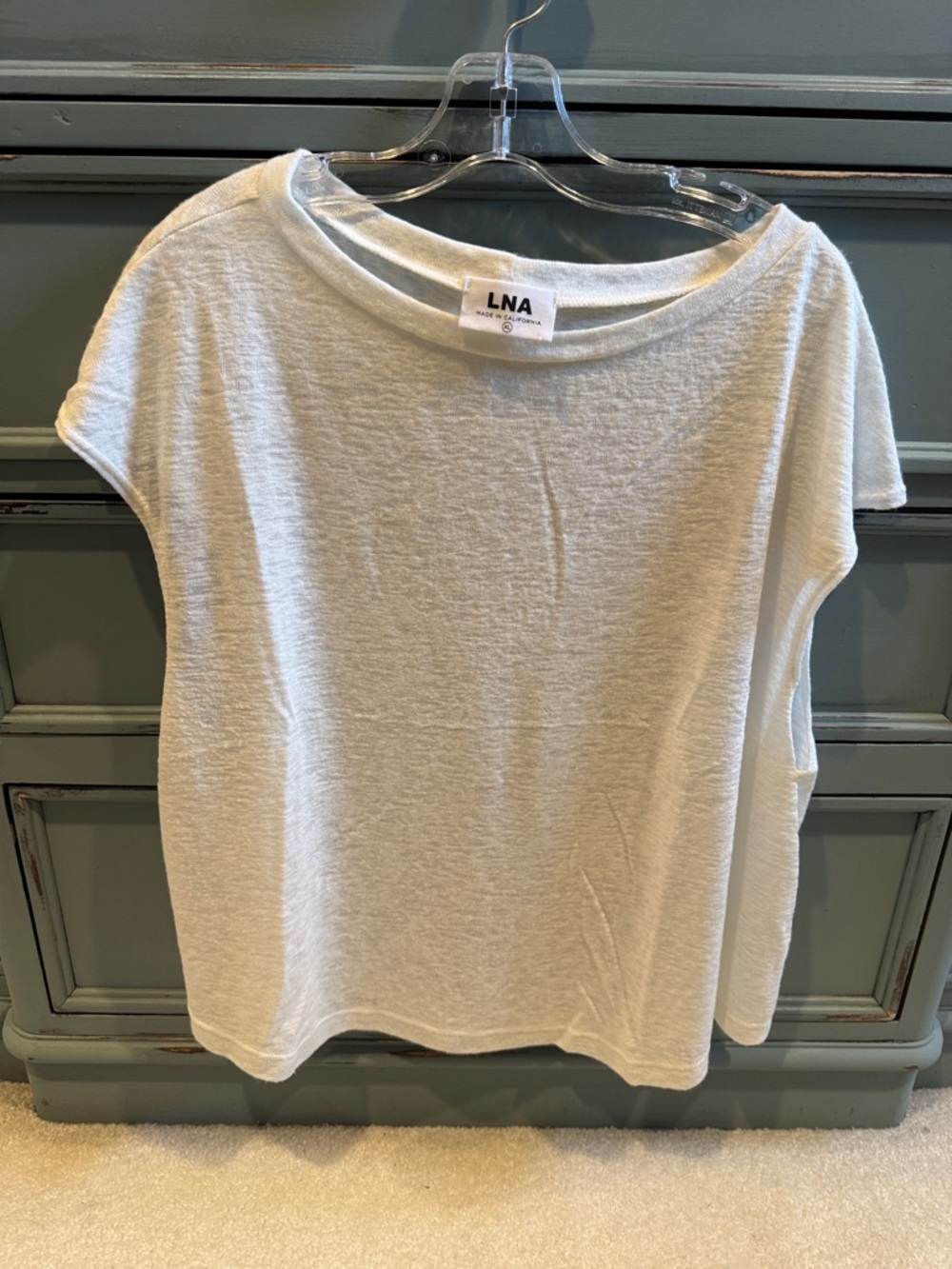 LNA Women's White Sleeveless Boatneck Cap Sleeve Top